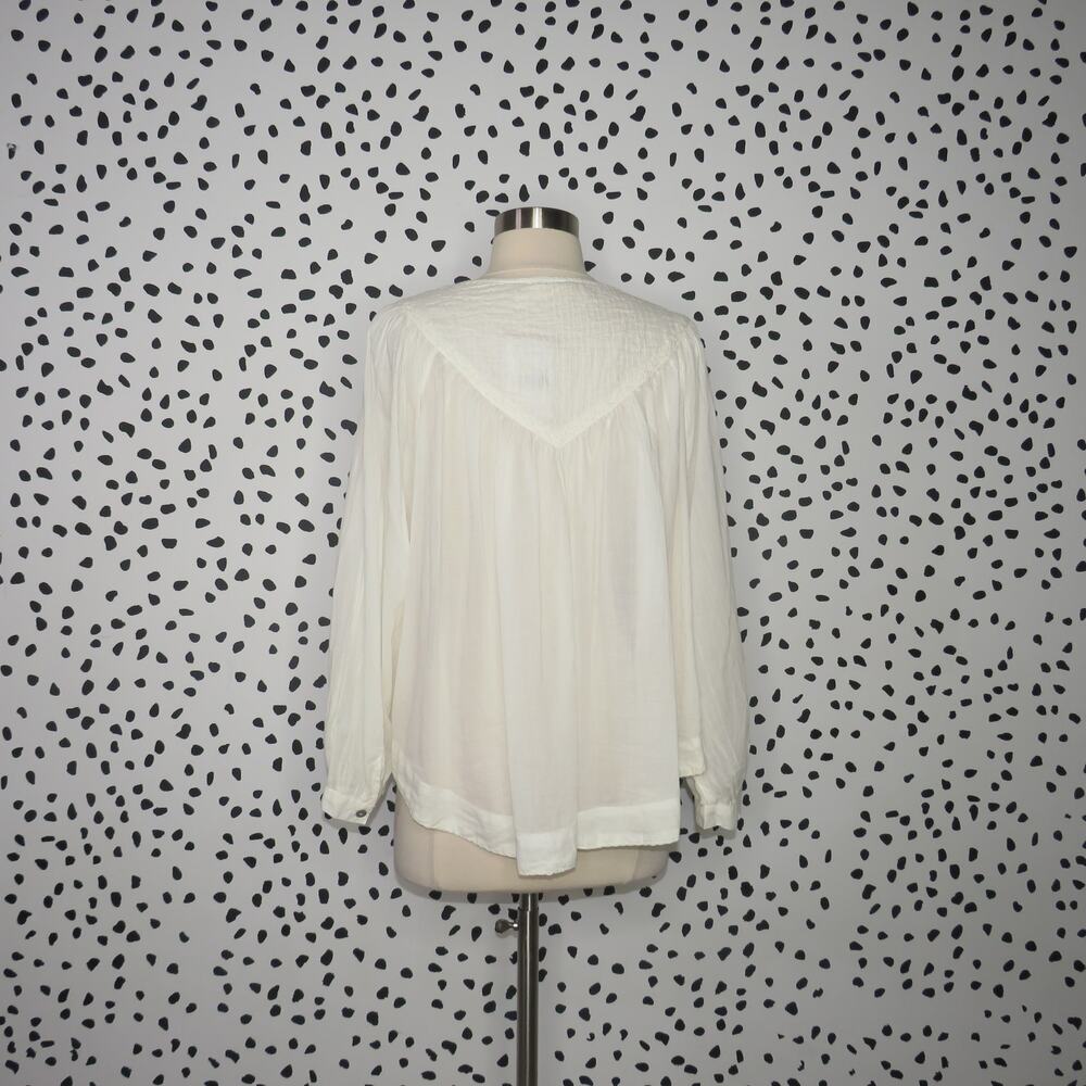 Free People White Boho Button Front Cool Meadow Cotton Top - Picture 8 of 12
